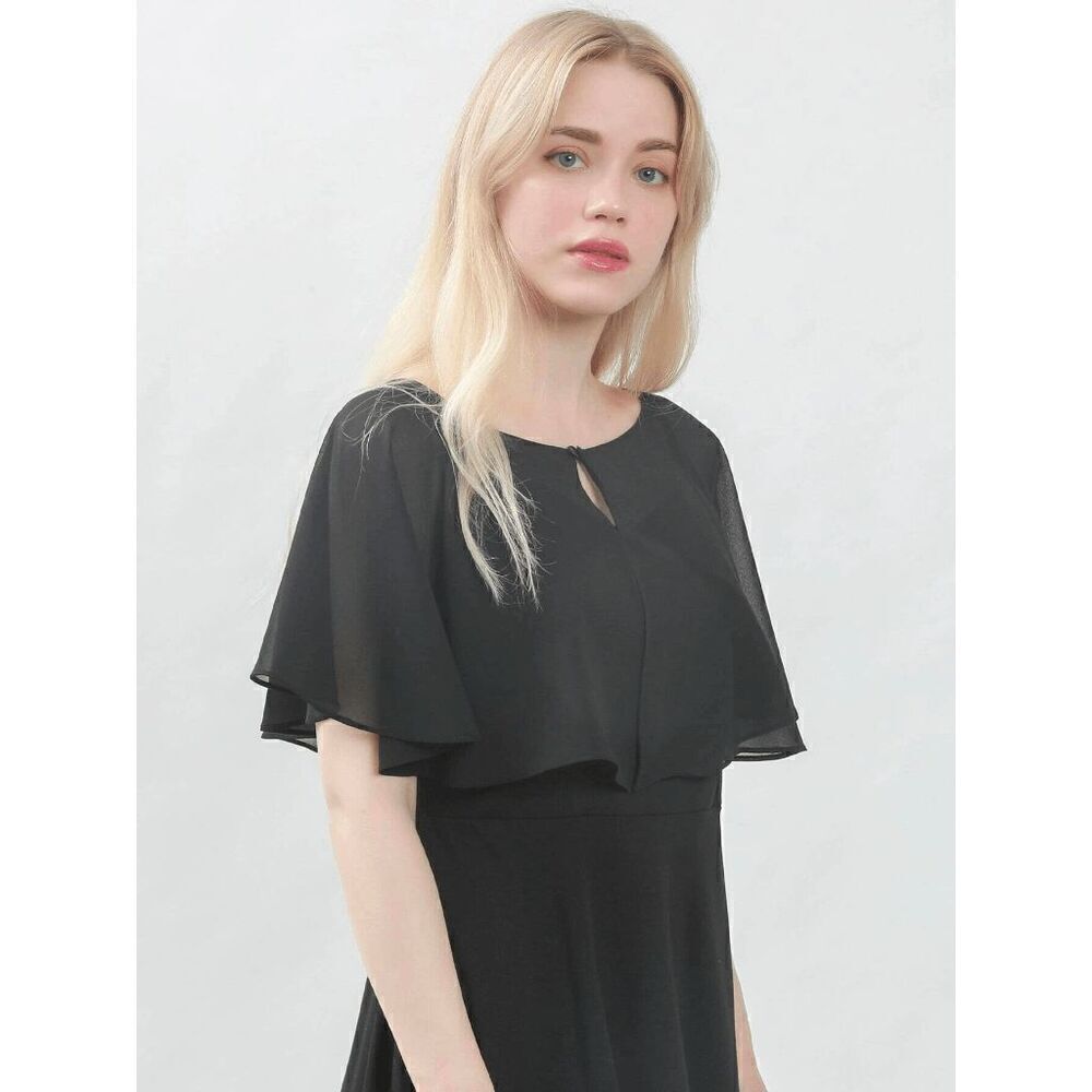 Mesh Evening Gothic Flapper 1920s Simple Black Shawl Wrap Cape NEW - Picture 9 of 16